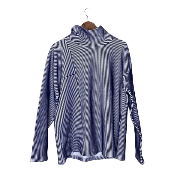 COS Sweaters - Cos Blue White Stripe Sweater Textured Turtleneck